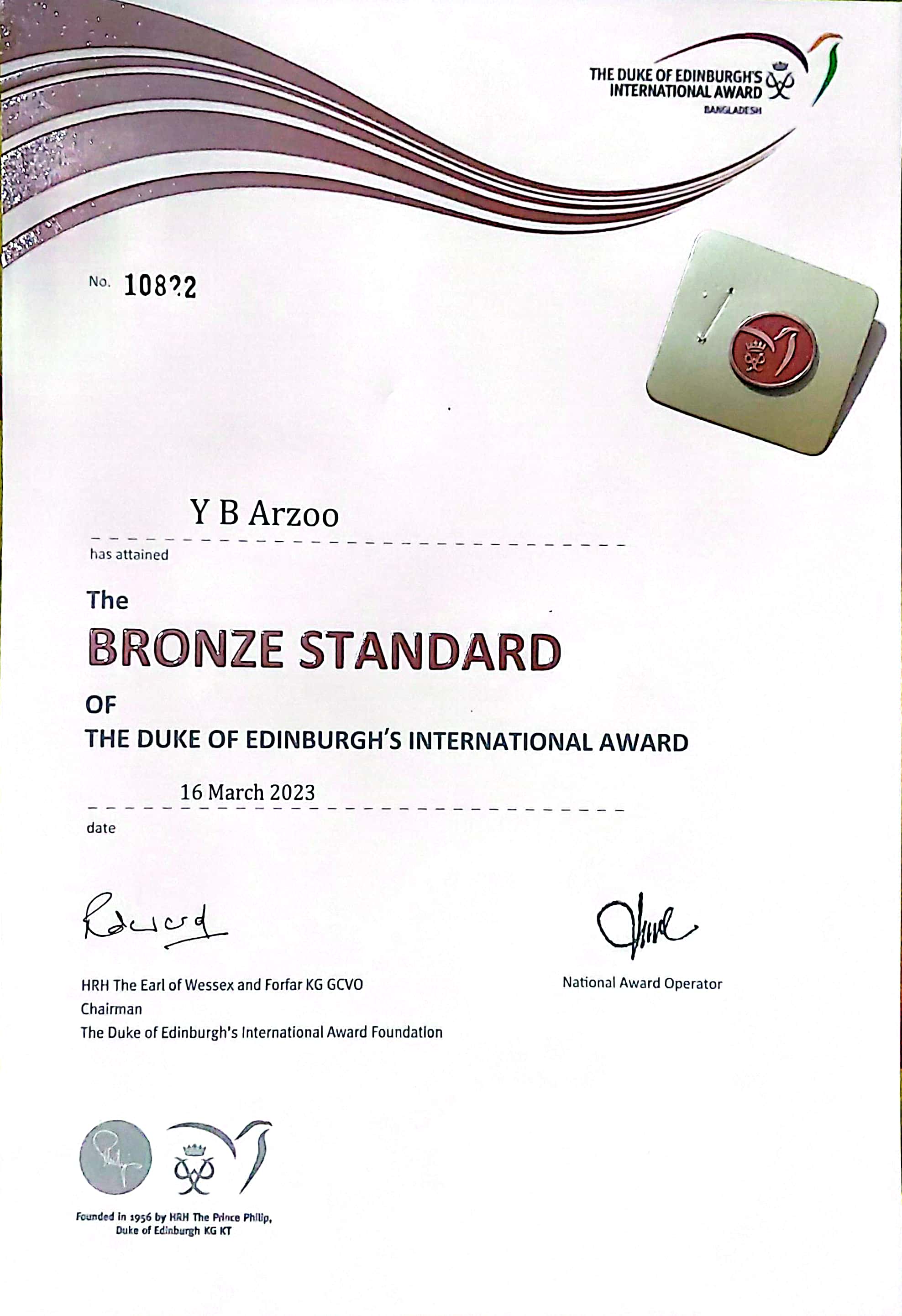 Duke of Edinburgh Bronze Award
